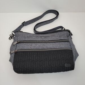 LUG Slider Gray Heathered Crossbody Shoulder Bag Purse